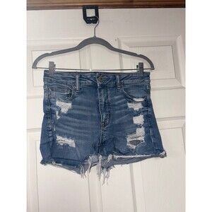 American Eagle Next Level Stretch Hi-Rise Shortie Distressed Jean Shorts Size 8